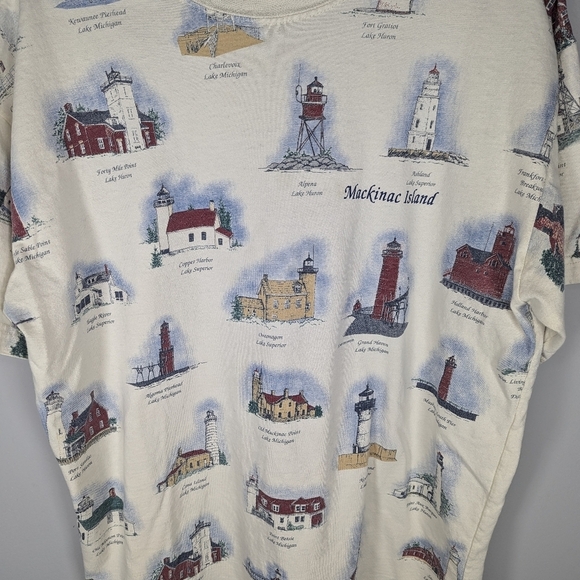 Vintage Art Unlimited nautical lighthouses and states Tshirt size men's XL - Picture 2 of 6